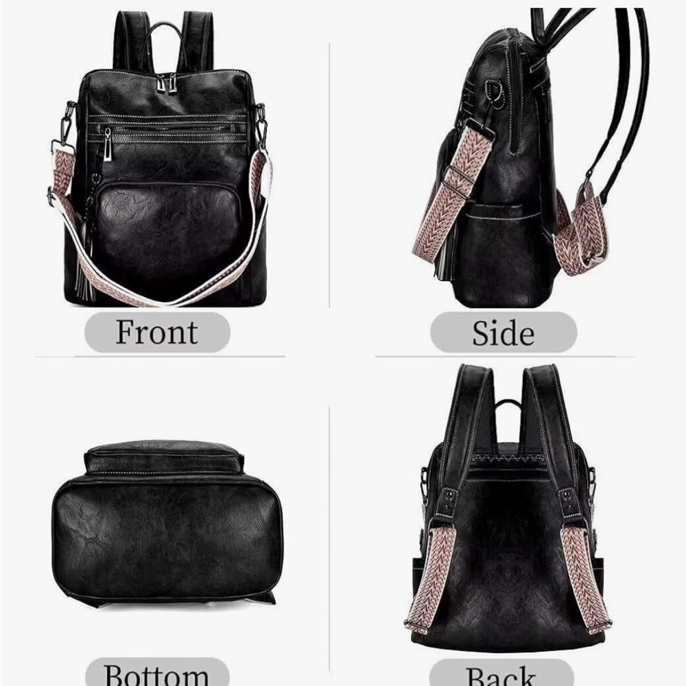 Elegant Black Leather Backpack 025 - Picture 6 of 6
